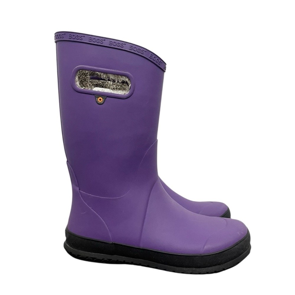 Bogs Rain Boots Purple Plush Faux Fur Lined Youth Size 6